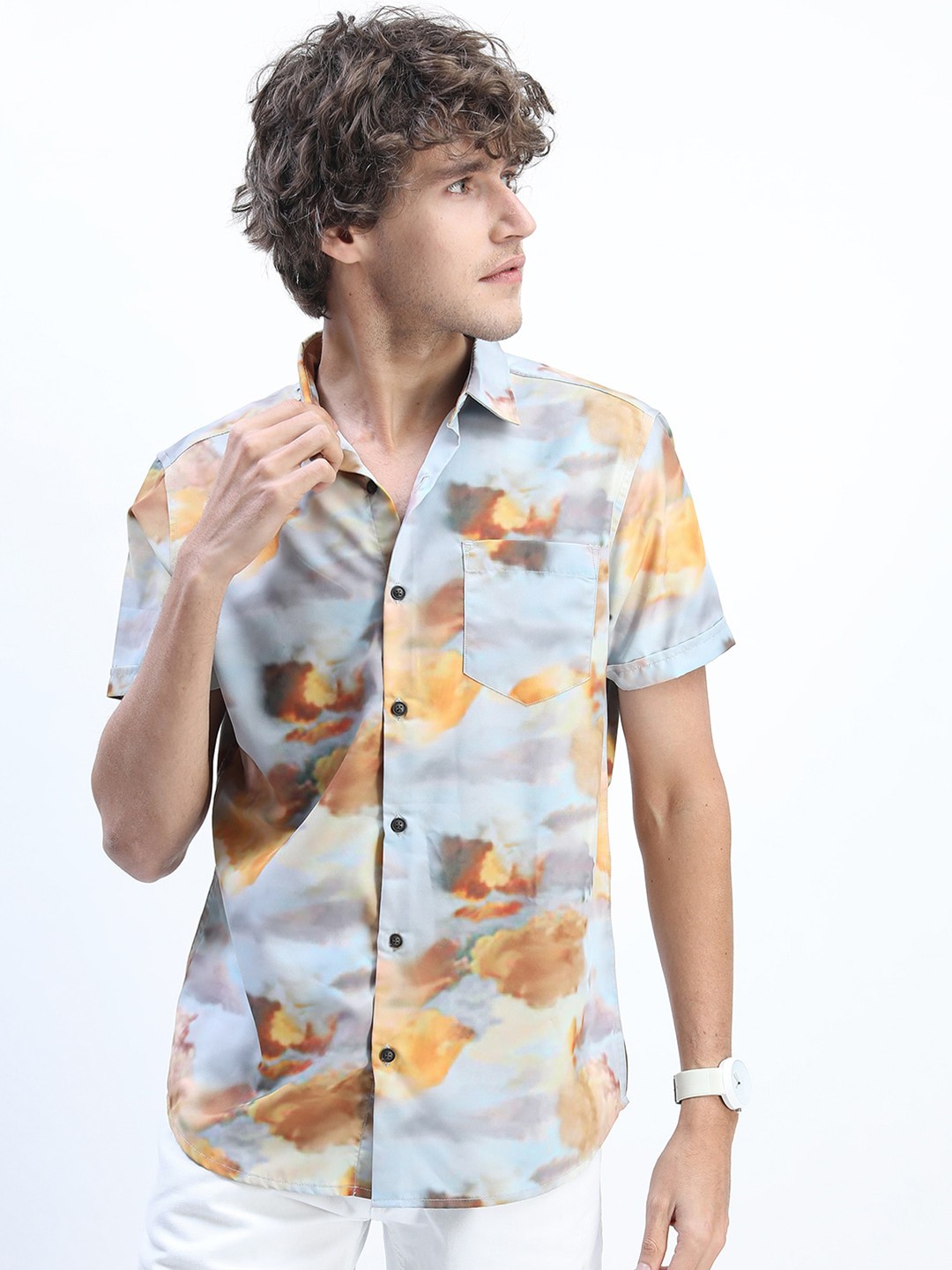 

HIGHLANDER Men Blue Slim Fit Printed Casual Shirt