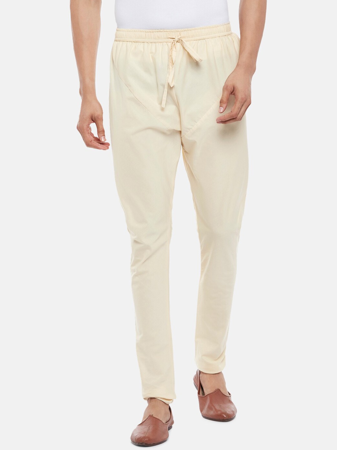 

indus route by Pantaloons Men Beige Solid Pure Cotton Churidar