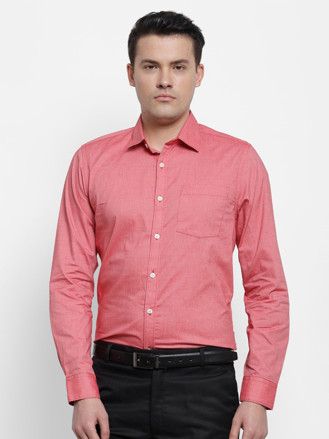 

cape canary Men Pink Solid Smart Casual Shirt