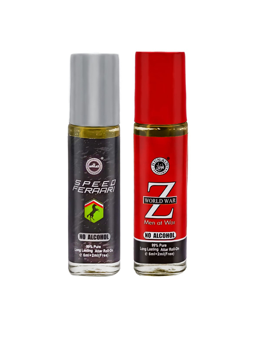 

Arras Set of Speed Feraari & World War Z Man At War Roll-On Perfumes - 8 ml Each, Grey