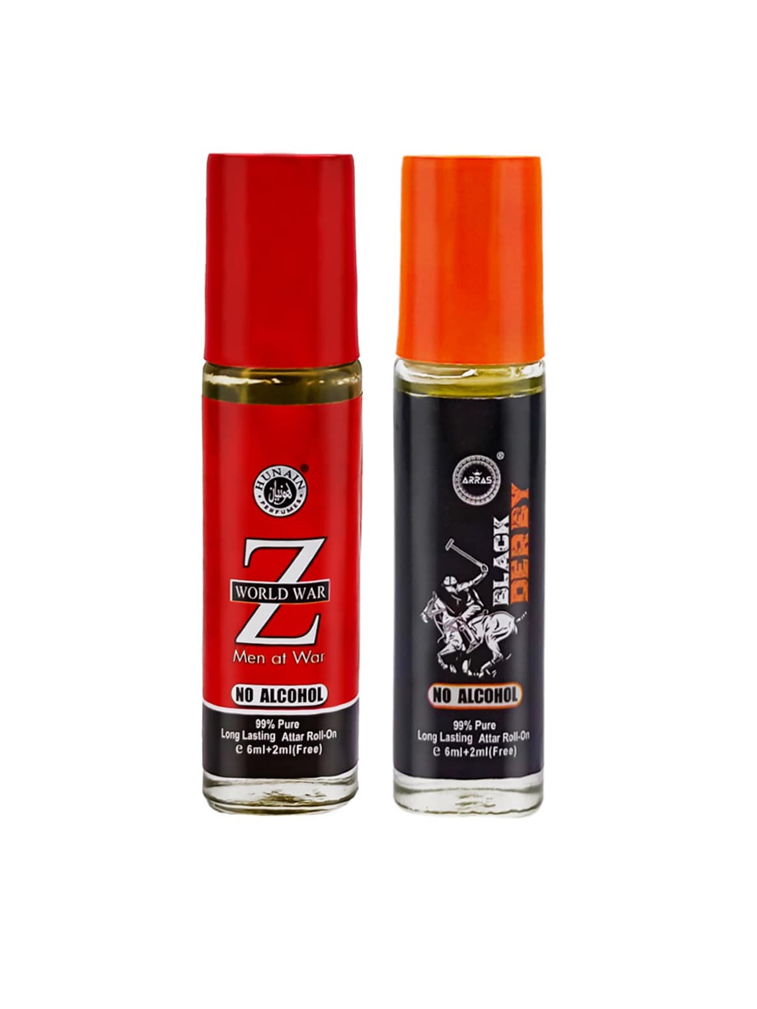 

Arras Set Of 2 Red & Orange Z World War & Black Derby Roll On Perfume 8 ML