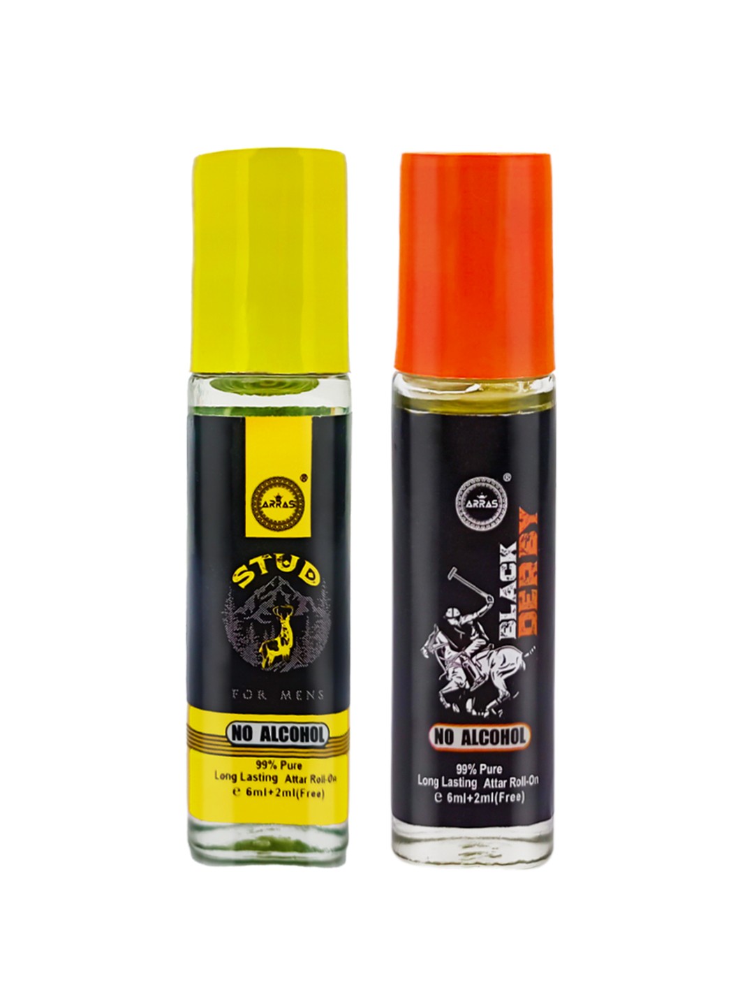 

Arras Set of Stud & World War Z Man at War Non Alcoholic Roll-On Perfumes - 8 ml Each, Yellow