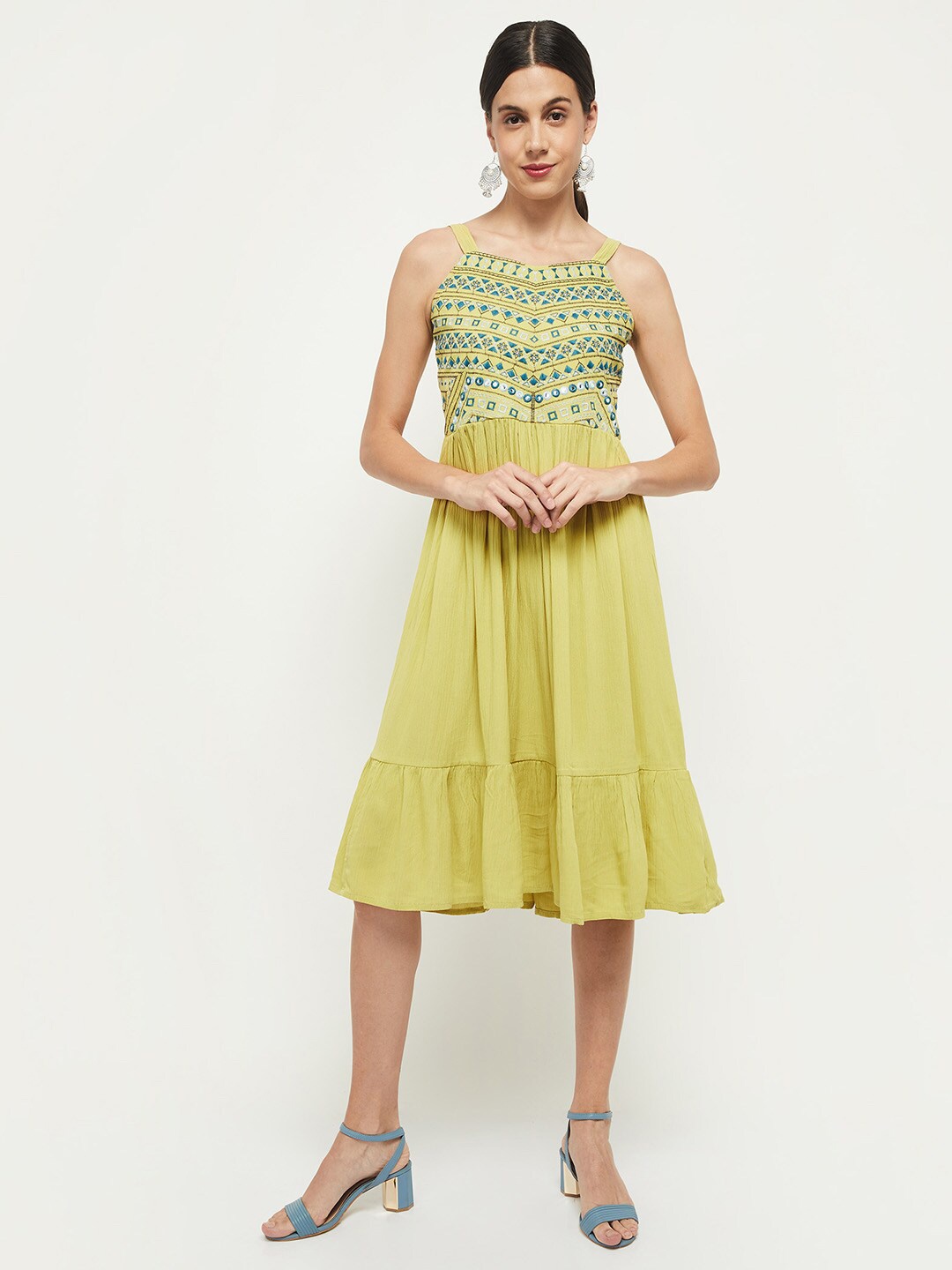 

max Lime Green Embellished Dress
