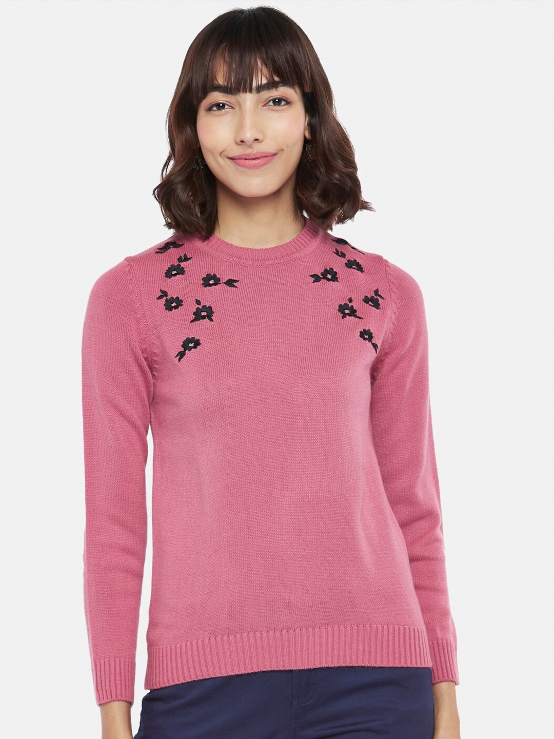 

Honey by Pantaloons Women Pink & Black Floral Pullover
