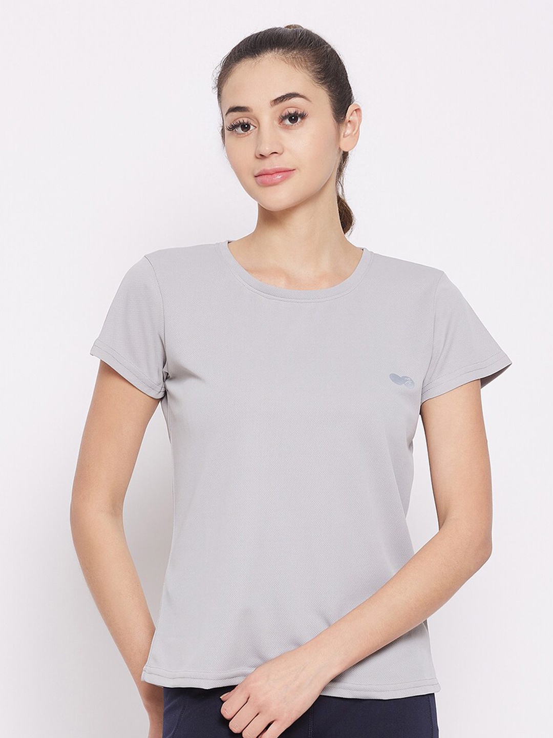 

Clovia Women Grey Training or Gym T-shirt