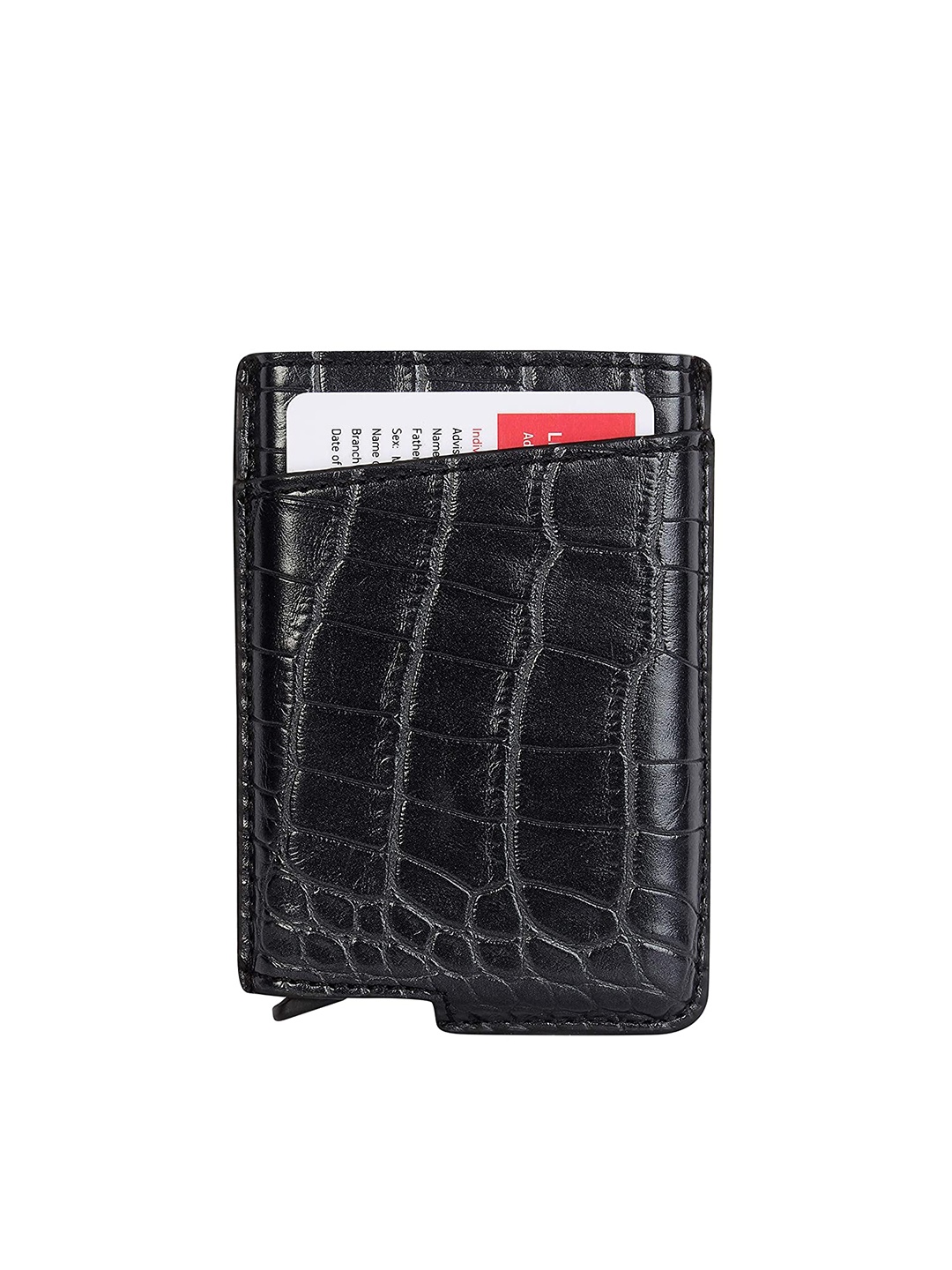 

Instabuyz Men Black Textured Leather Card Holder
