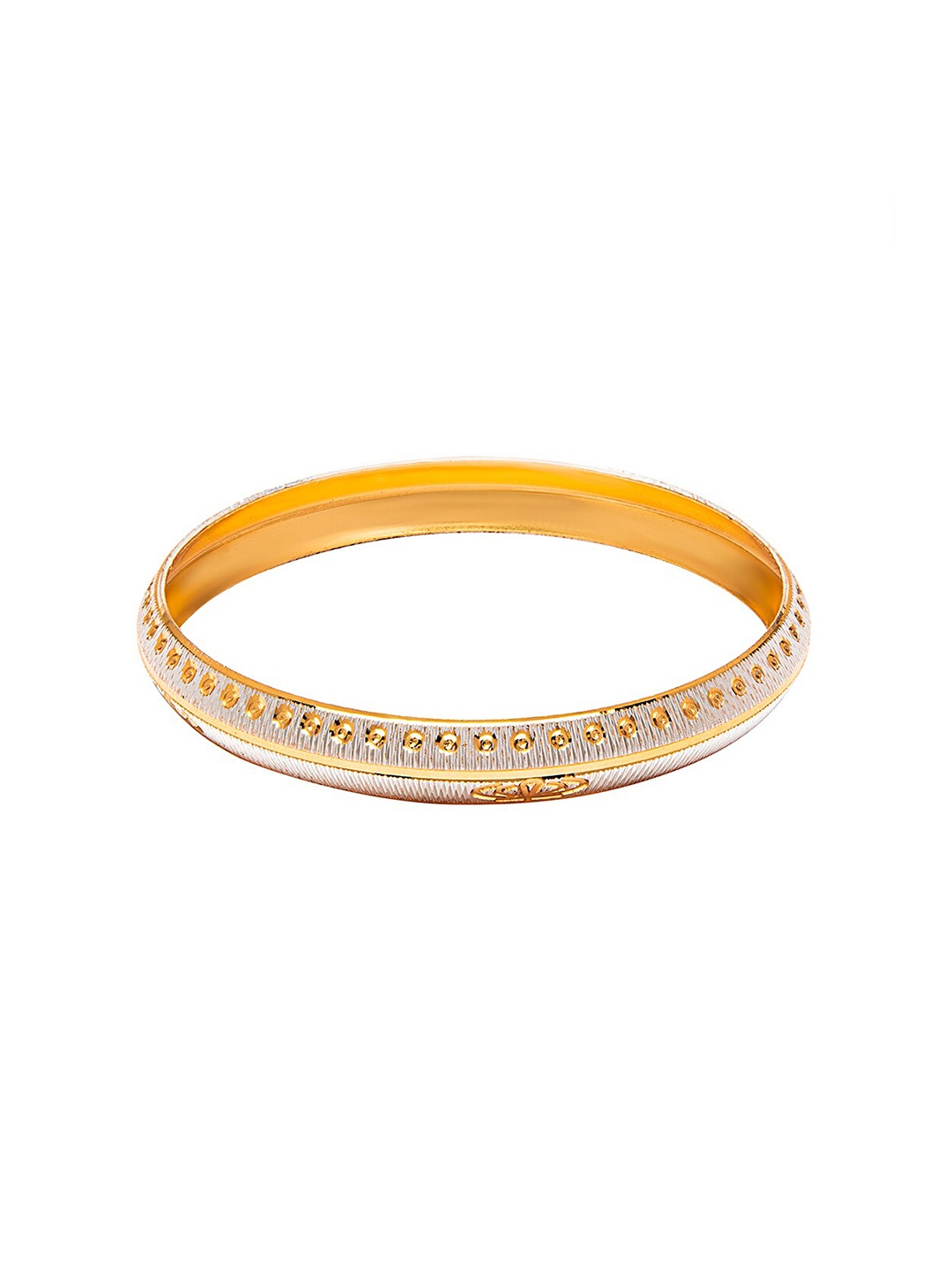 

bodha Men Gold-Toned & Silver-Plated Brass Kada Bracelet