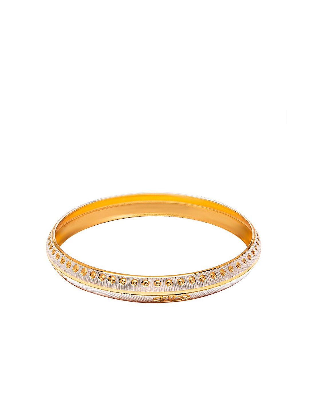 

bodha Men Silver-Toned & Gold-Toned Brass Silver-Plated Kada Bracelet