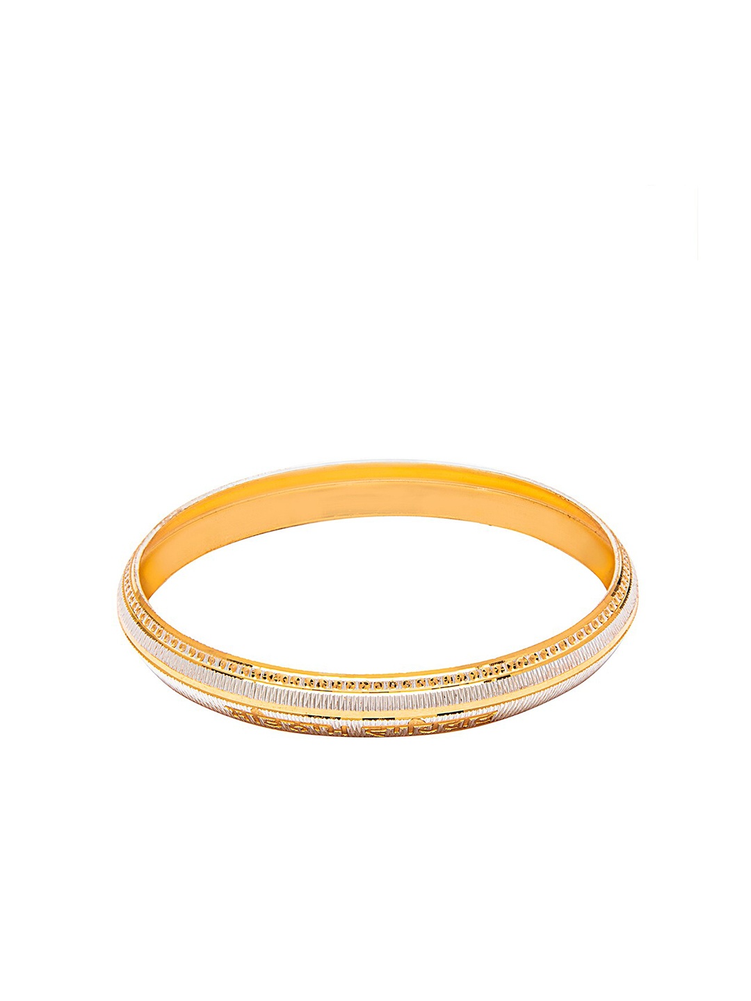 

bodha Men Silver-Toned & Gold-Toned Brass Silver-Plated Kada Bracelet