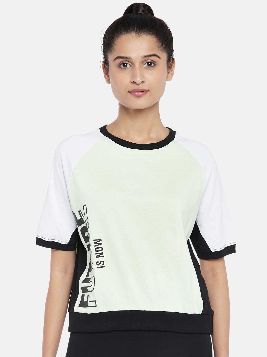 

Ajile by Pantaloons Sea Green & White Pure Cotton Top