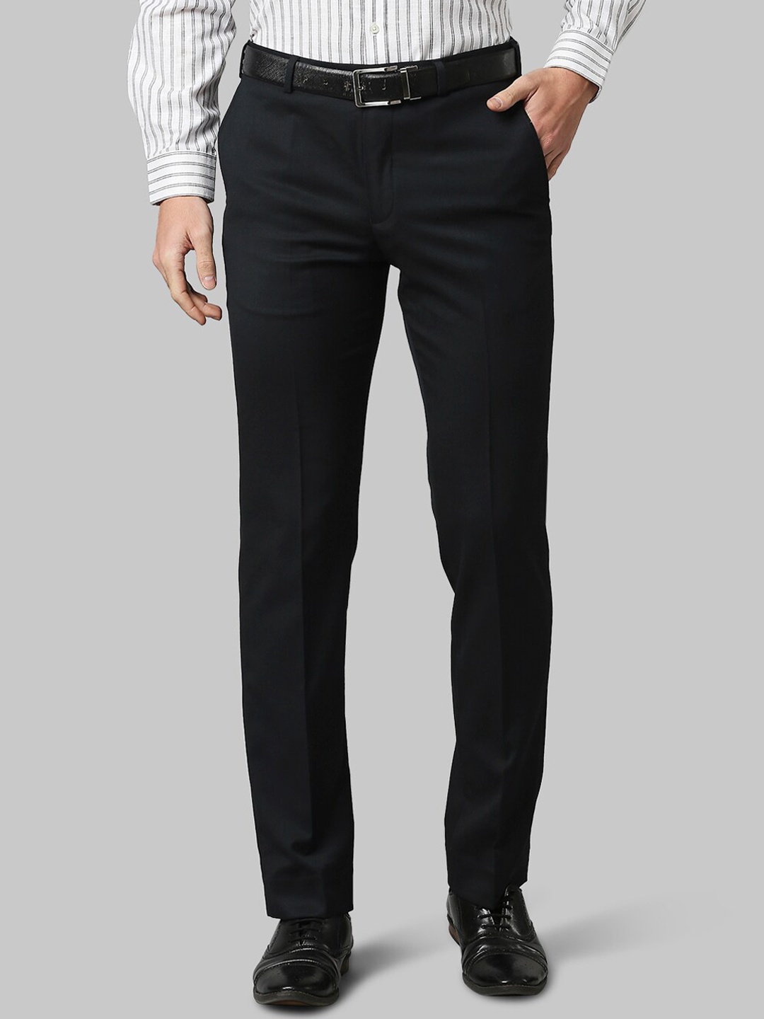 

Park Avenue Men Mid-Rise Formal Trousers, Navy blue