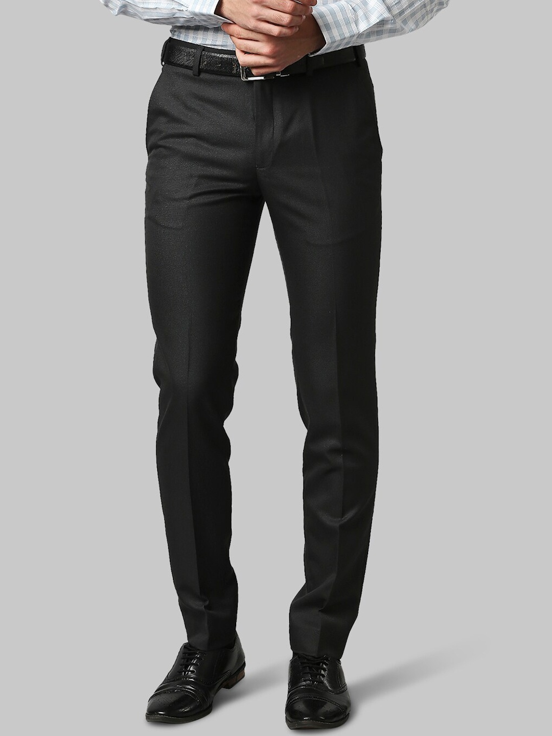 

Park Avenue Men Grey Formal Slim Fit Trousers