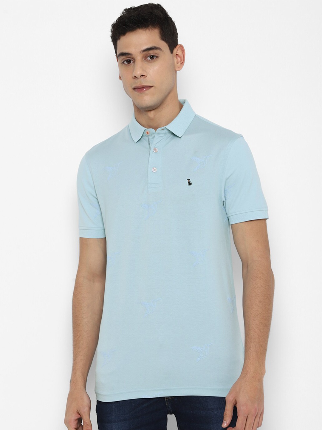 

SIMON CARTER LONDON Men Blue Polo Collar Slim Fit T-shirt