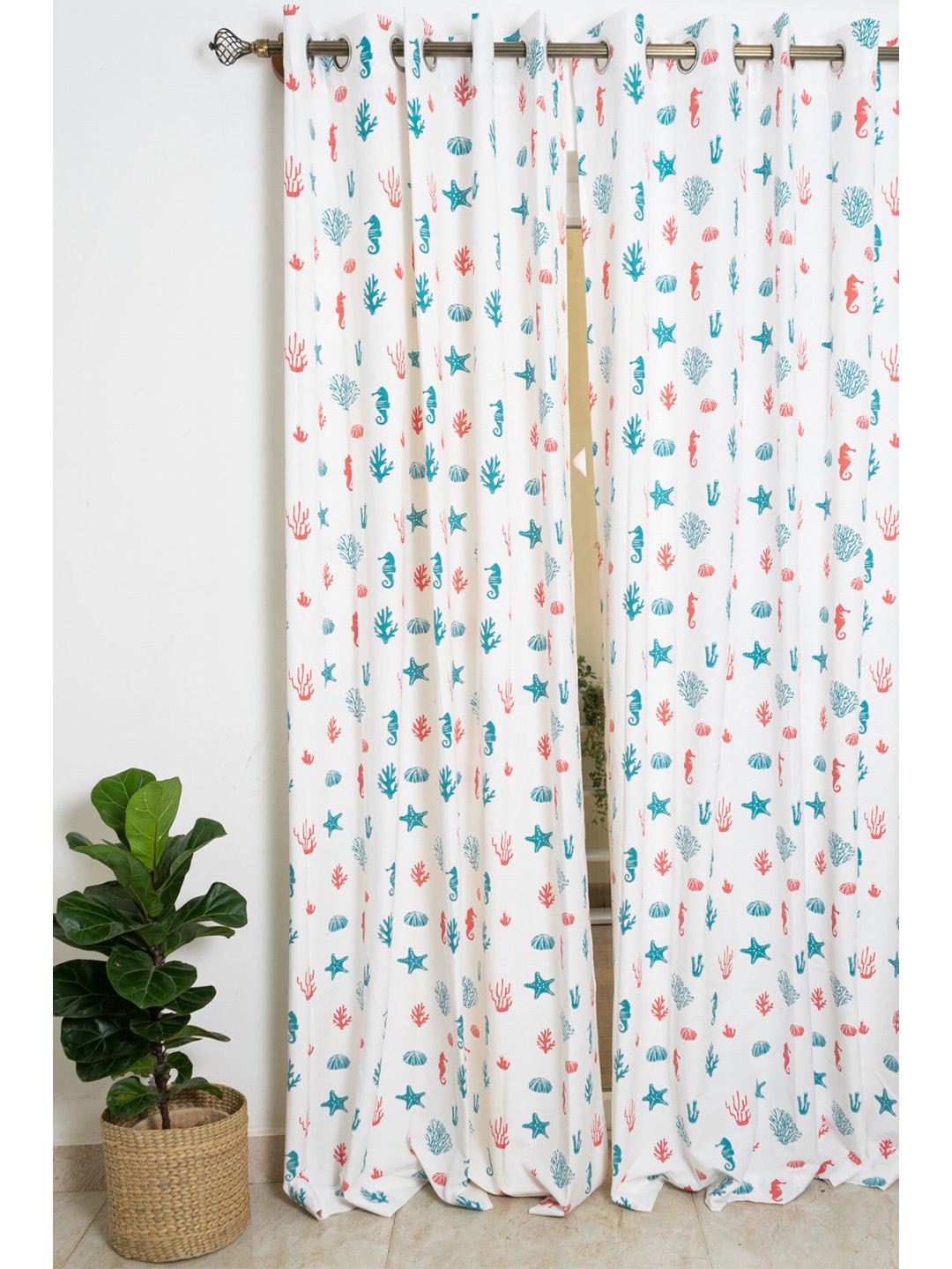 

The Yellow Dwelling Blue Floral Printed Door Curtains