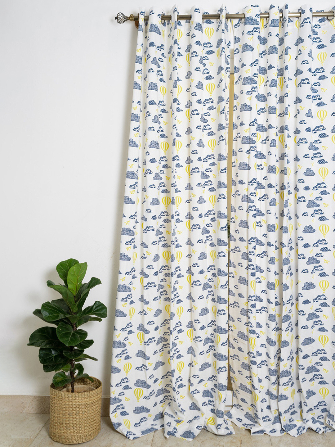 

The Yellow Dwelling Blue & White Cotton Window Curtain