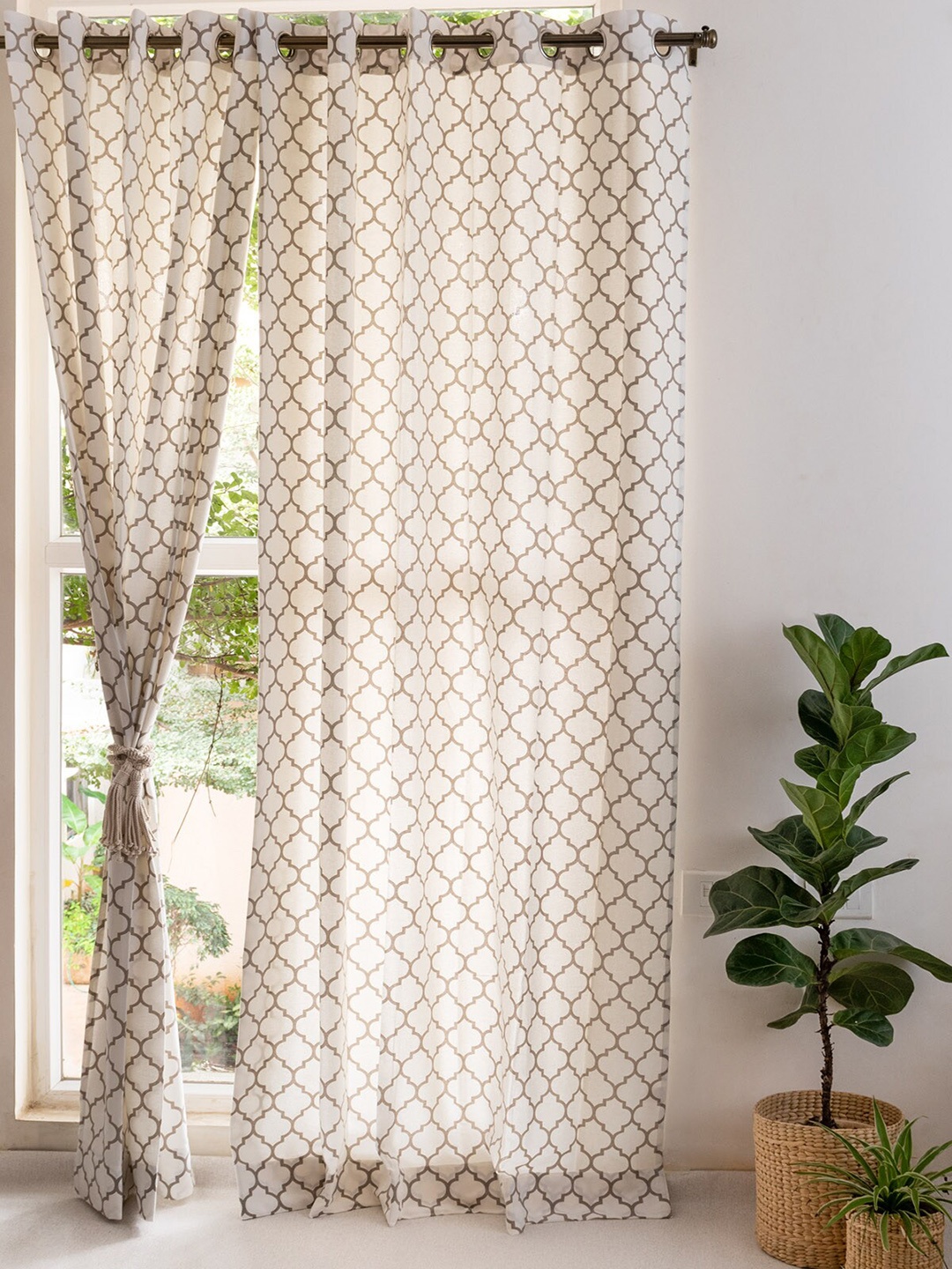

The Yellow Dwelling Grey & White Geometric Door Curtain