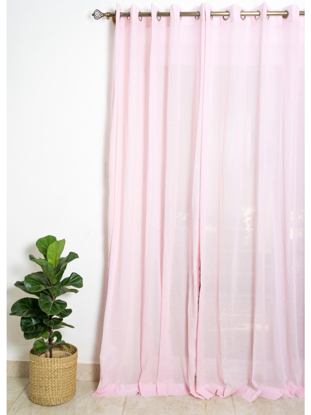 

The Yellow Dwelling Pink Solid Sheer Door Curtain