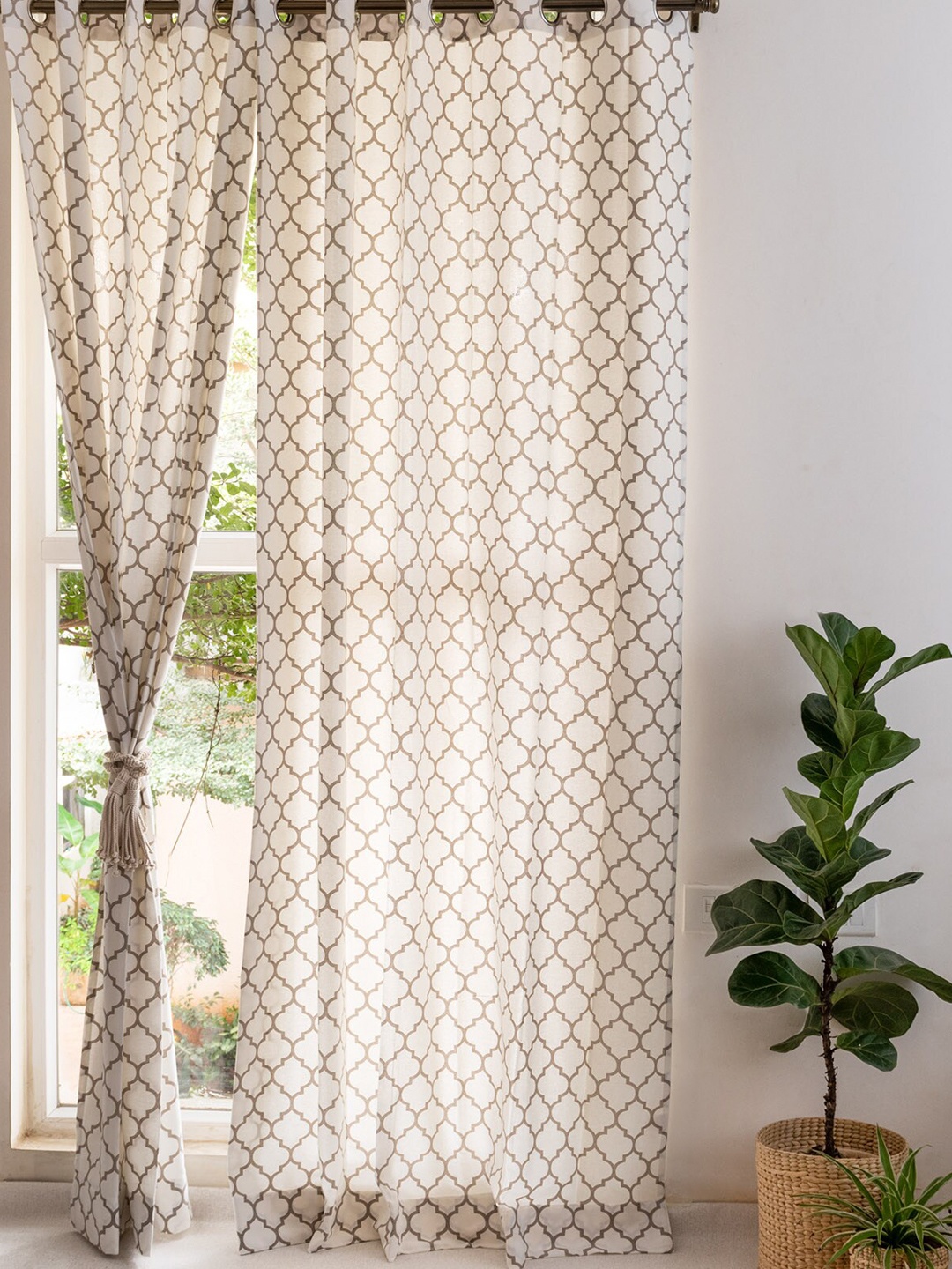 

The Yellow Dwelling Grey & White Geometric Cotton Window Curtain
