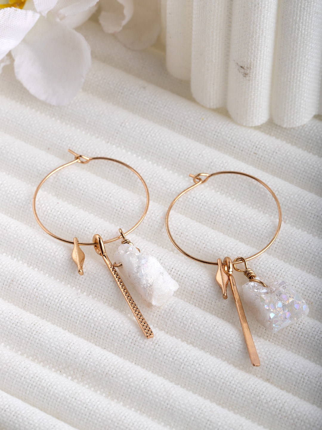 

Wild & Free Gold-Plated & White Classic Hoop Earrings