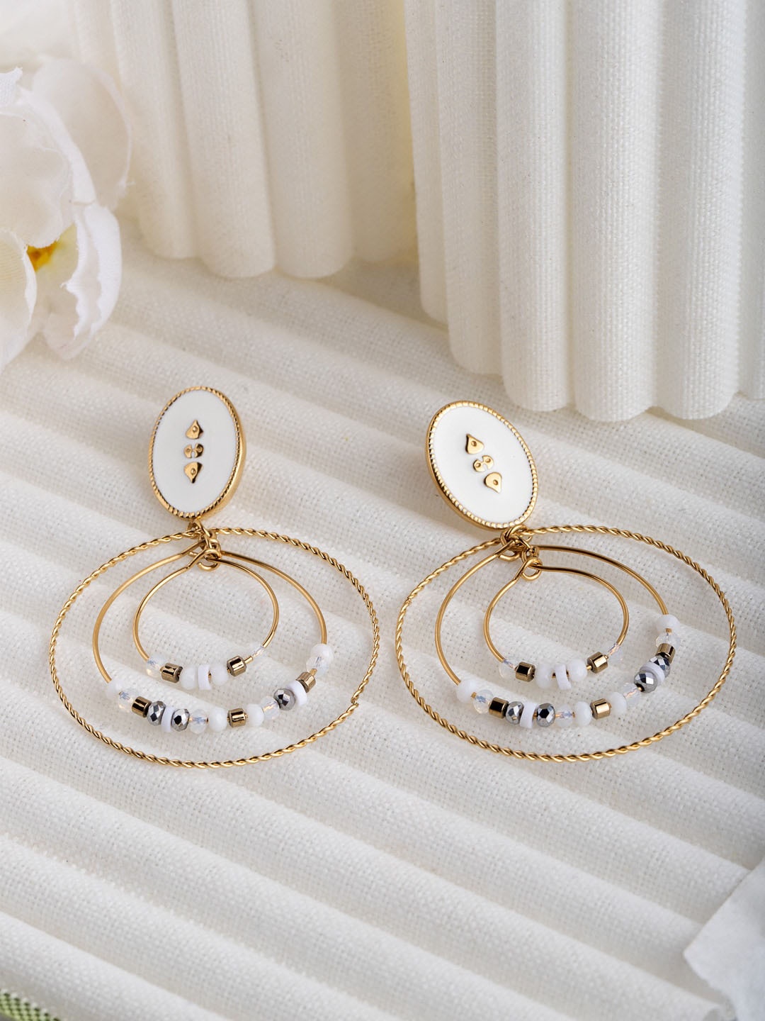

Wild & Free Gold-Toned Multi-layered Round Dangle Earrings