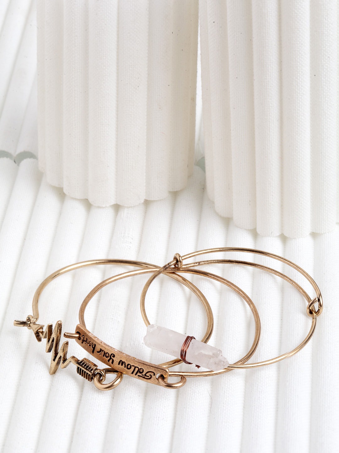 

Wild & Free Women Set of 3 Gold-Plated Multi-Layered Bracelet