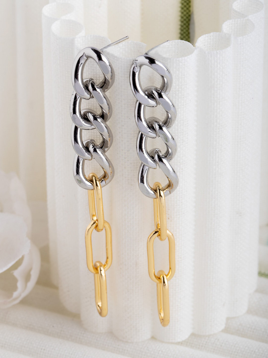 

Wild & Free Gold & Silver-Toned Chainlink Dangle Earring