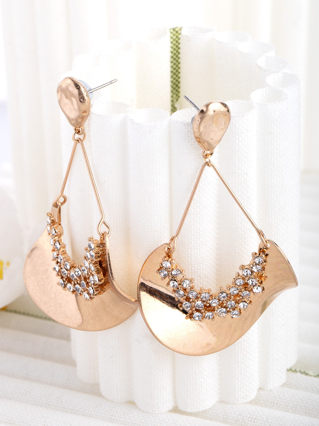 

Wild & Free Rose Gold Plated & White Triangular Drop Earrings