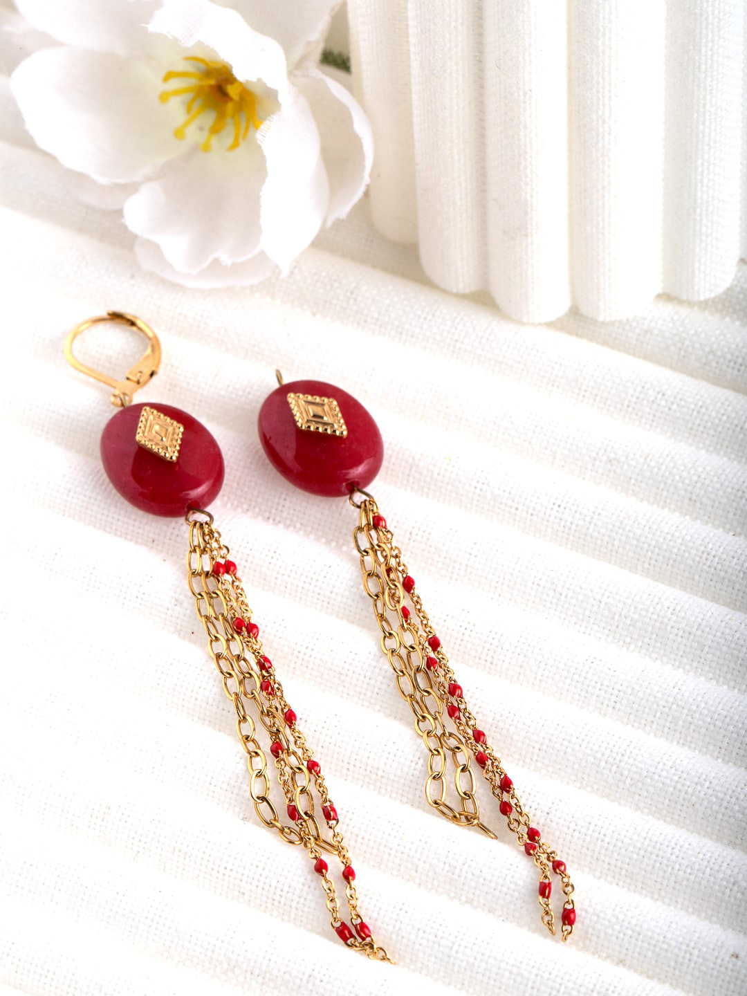 

Wild & Free Red Gold-Plated Contemporary Drop Earrings