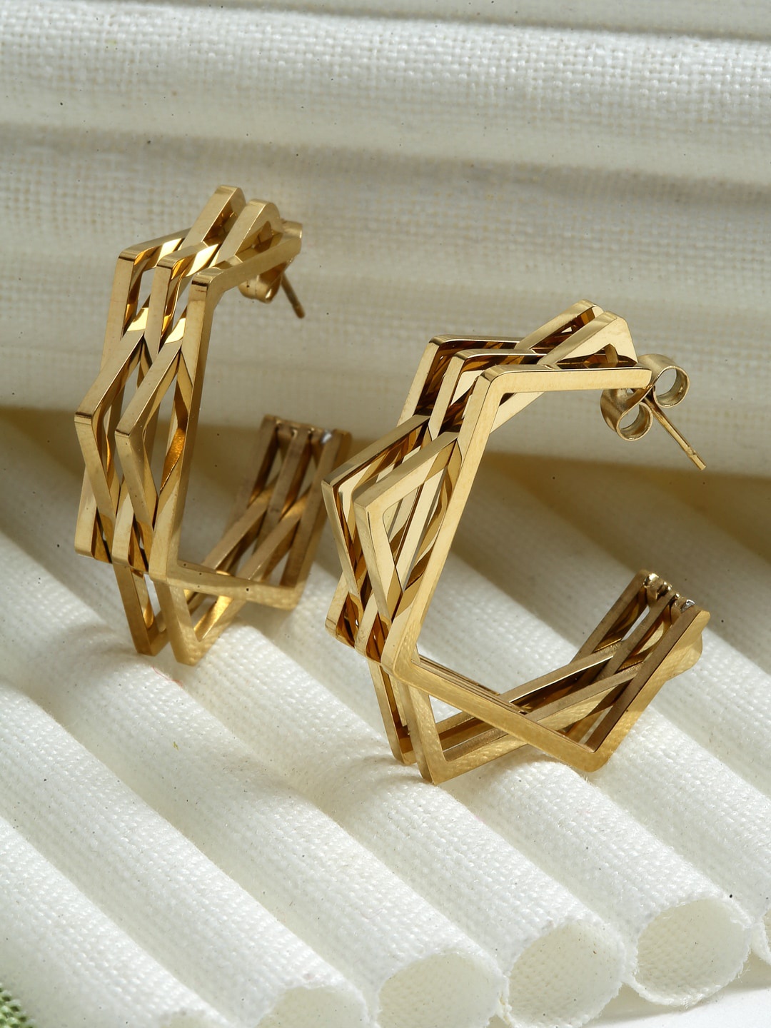 

Wild & Free Gold-Toned Classic Geometric Shape Half Hoop Earrings