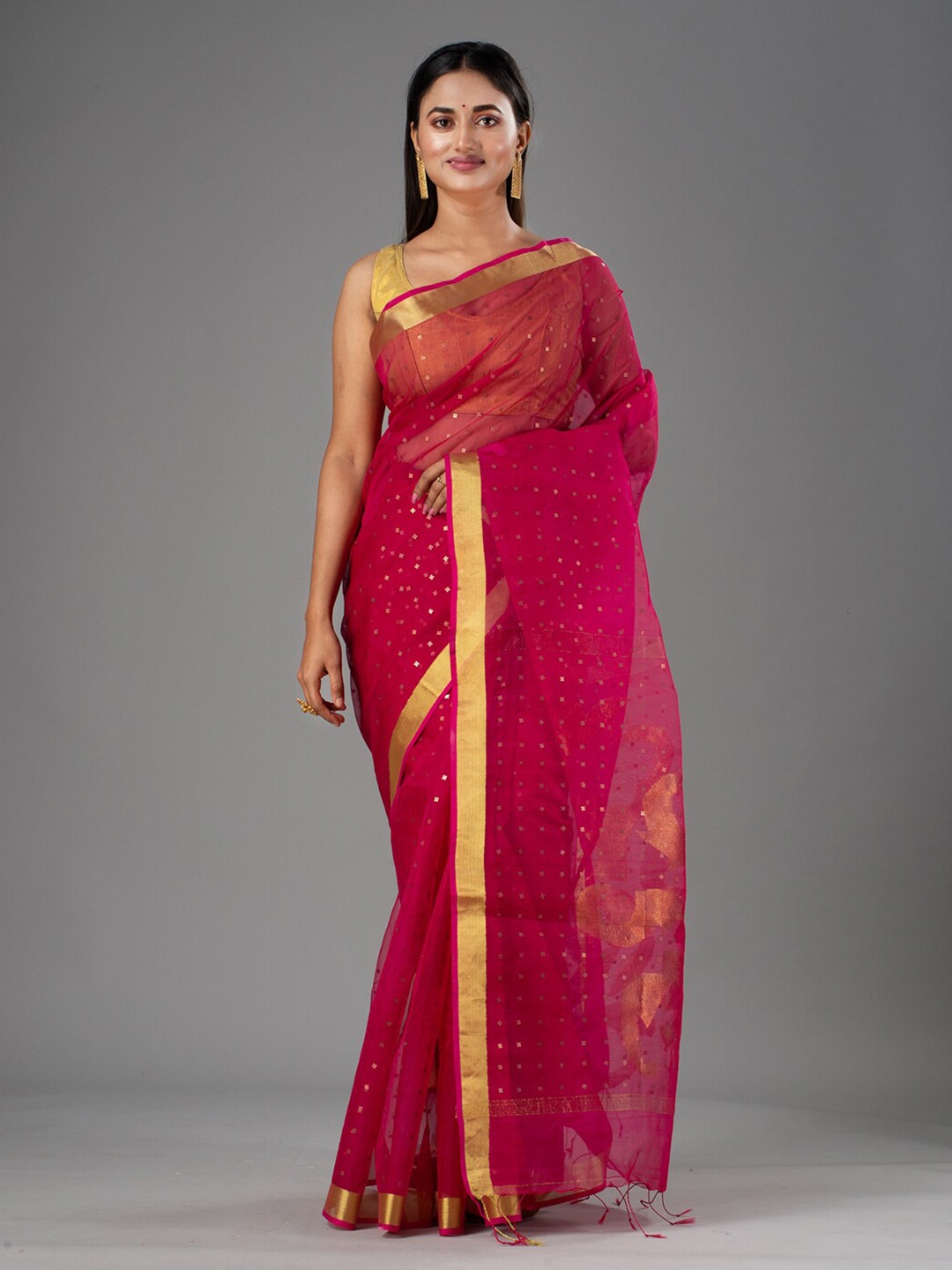 

Mitera Pink Woven Design Saree