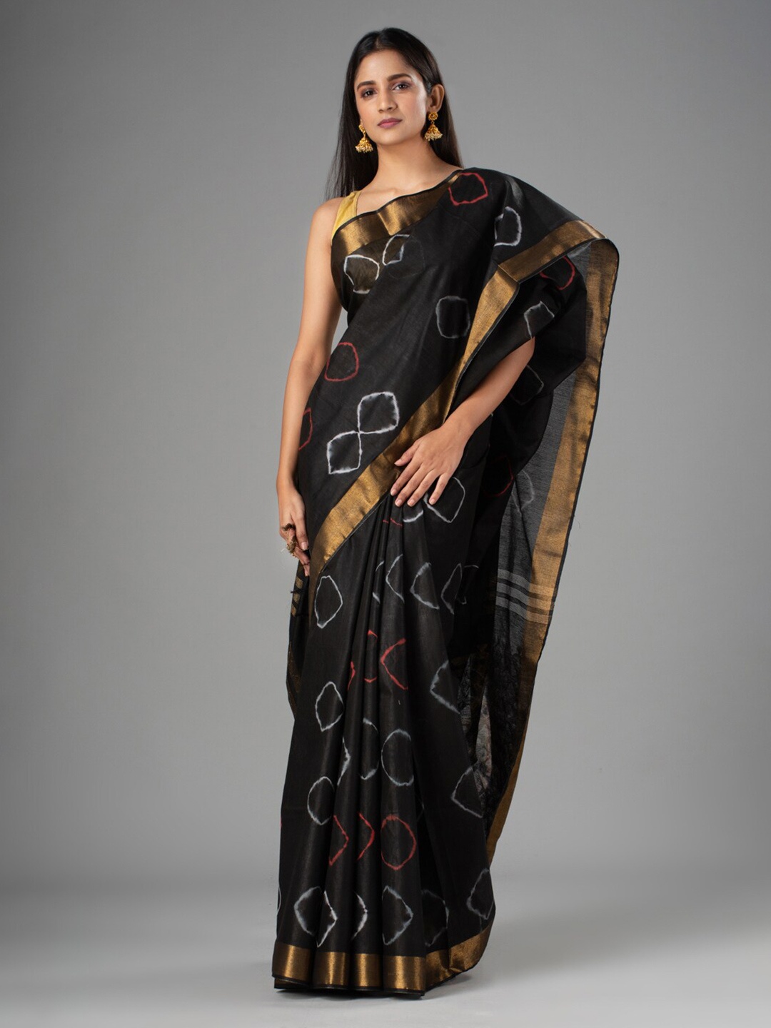

Mitera Black & White Bandhani Silk Cotton Bhagalpuri Saree