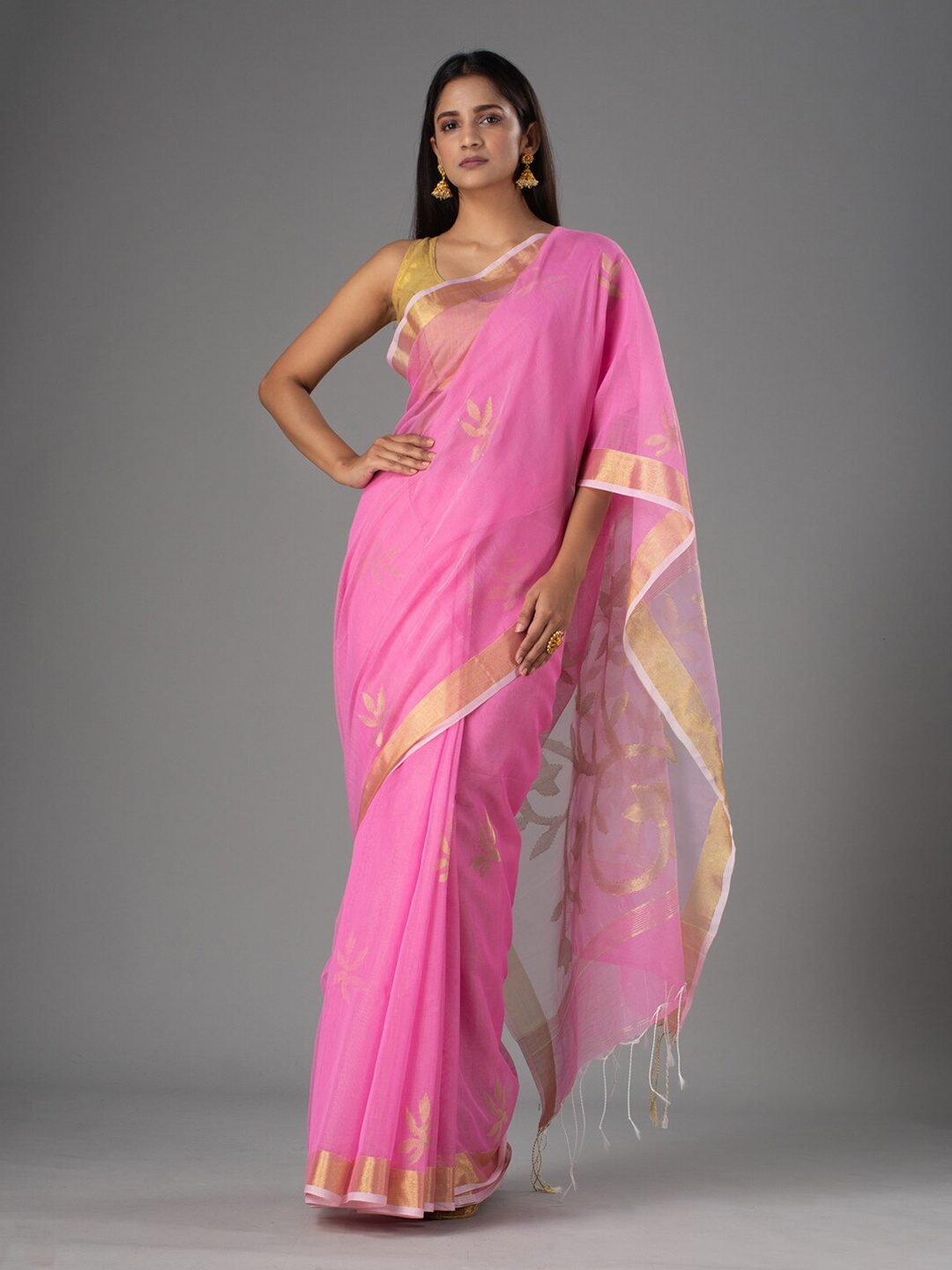 

Mitera Pink Woven Design Saree