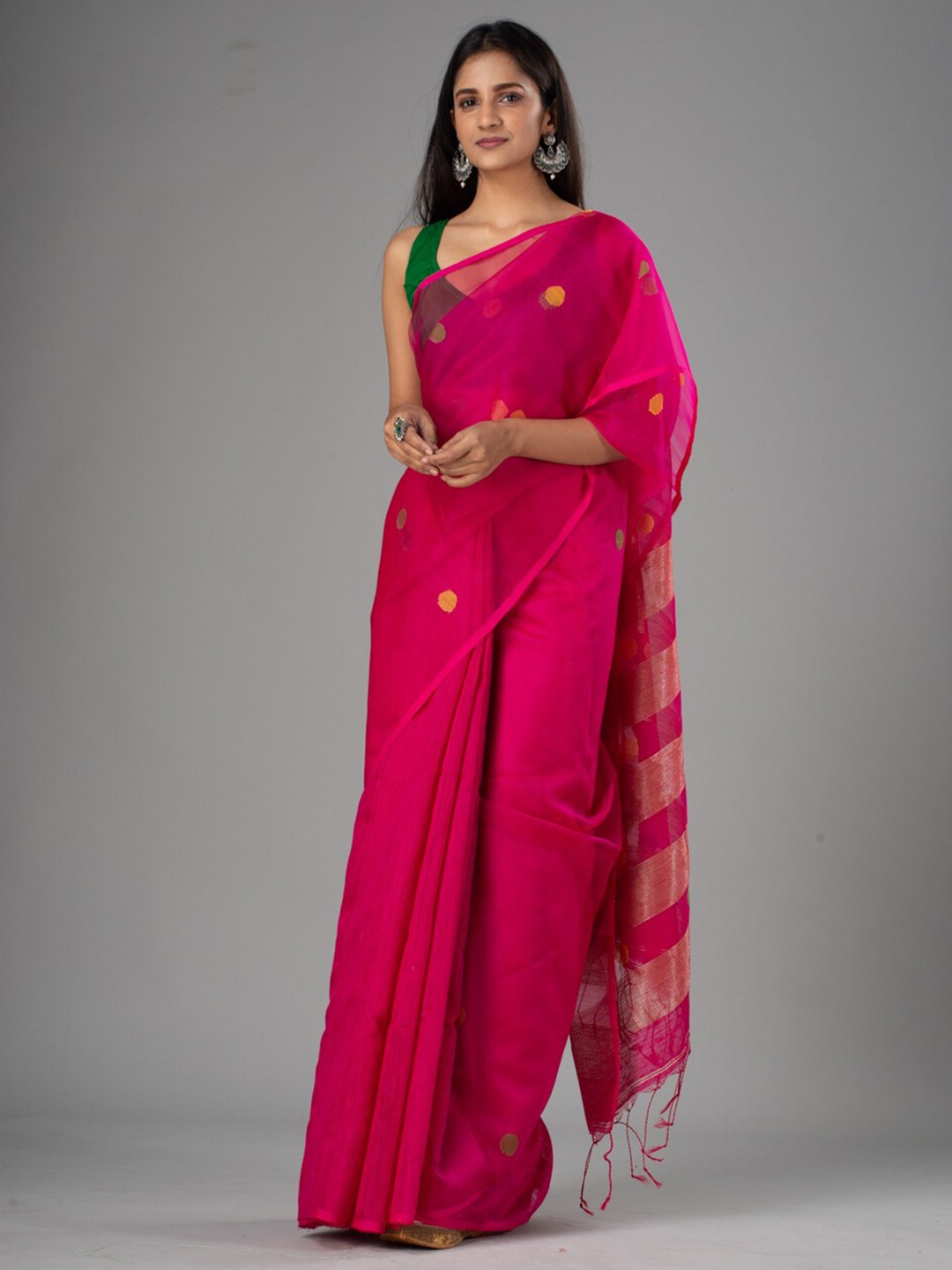 

Mitera Pink Woven Design Pure Silk Saree