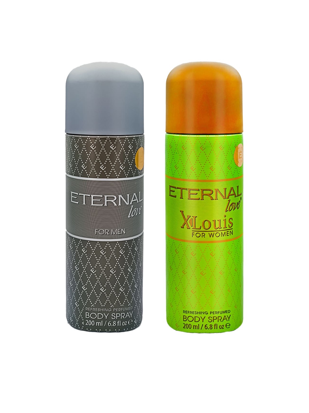 

ETERNAL Love Set of 2 Unisex X-Louris Deodorant Body Spray 200 ml, Grey