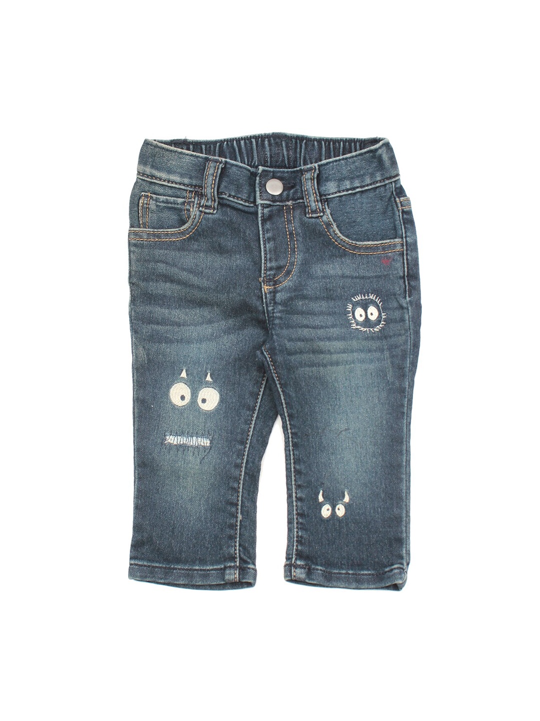 

Lil Lollipop Kids Blue Straight Fit Light Fade Embroidered Jeans