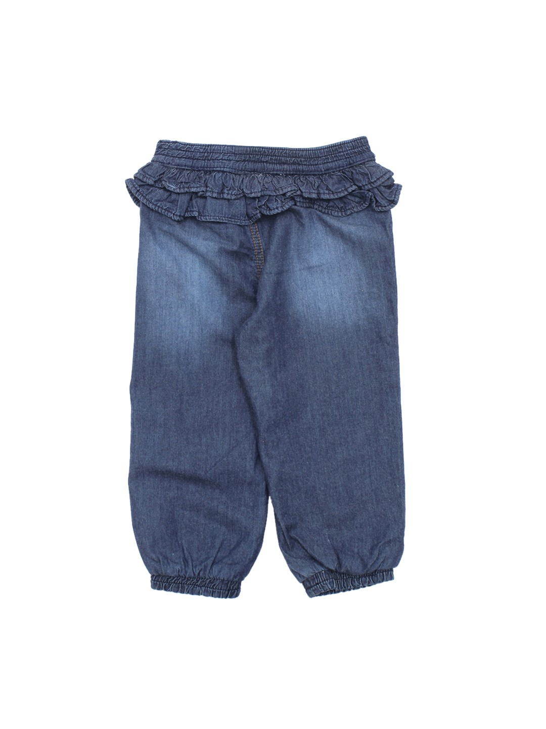 

Lil Lollipop Girls Blue Cotton Faded Straight Fit Ruffled Denim Joggers