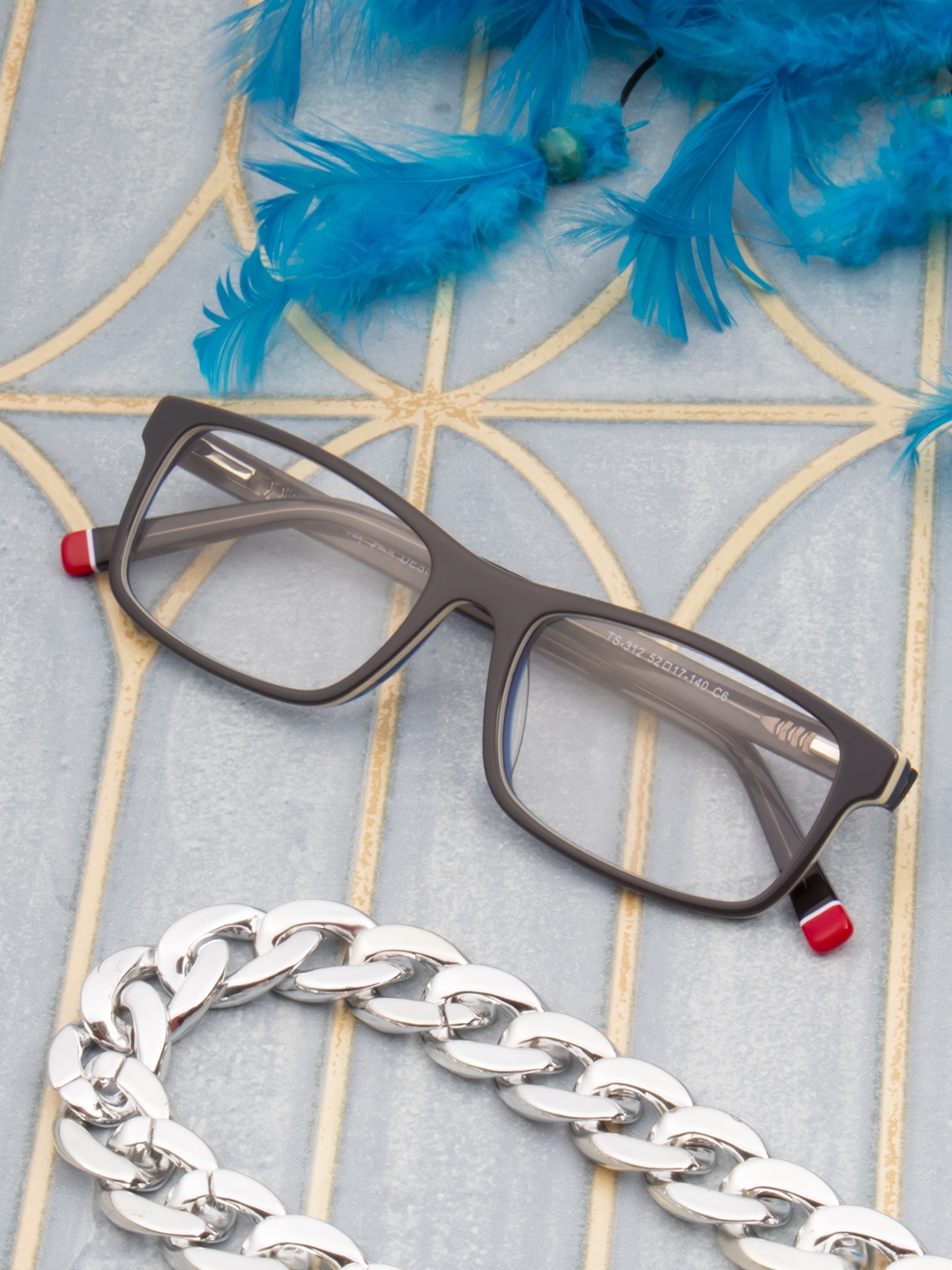 

Ted Smith Unisex Blue Solid Full Rim Wayfarer Frames Eyeglasses