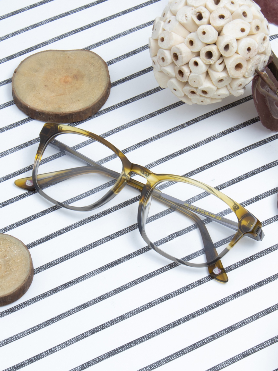 

Ted Smith Unisex Grey & Yellow Abstract Full Rim Wayfarer Frames Eyeglasses