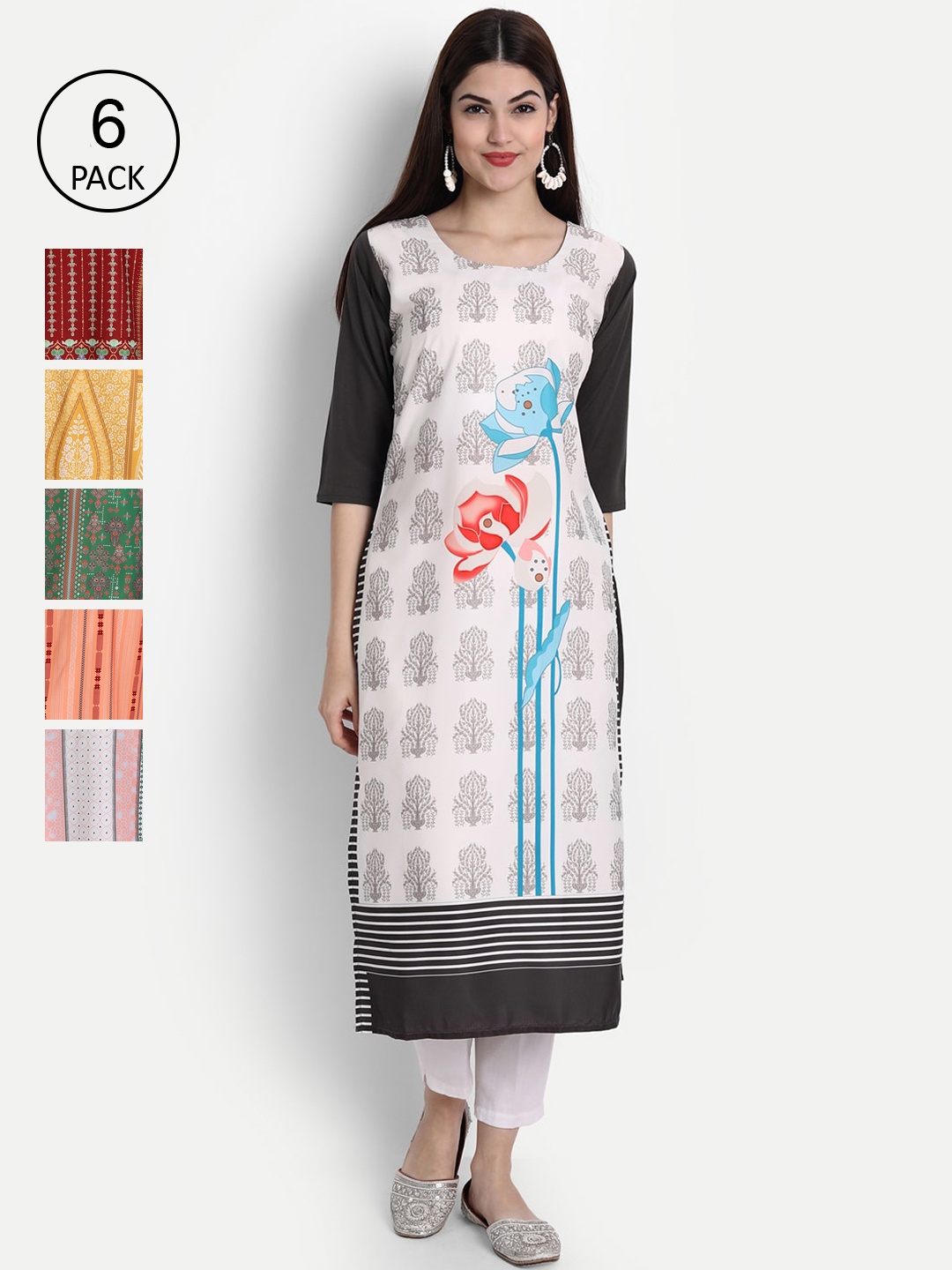 

1 Stop Fashion Women Pack Of 6 Kurtas, Yellow