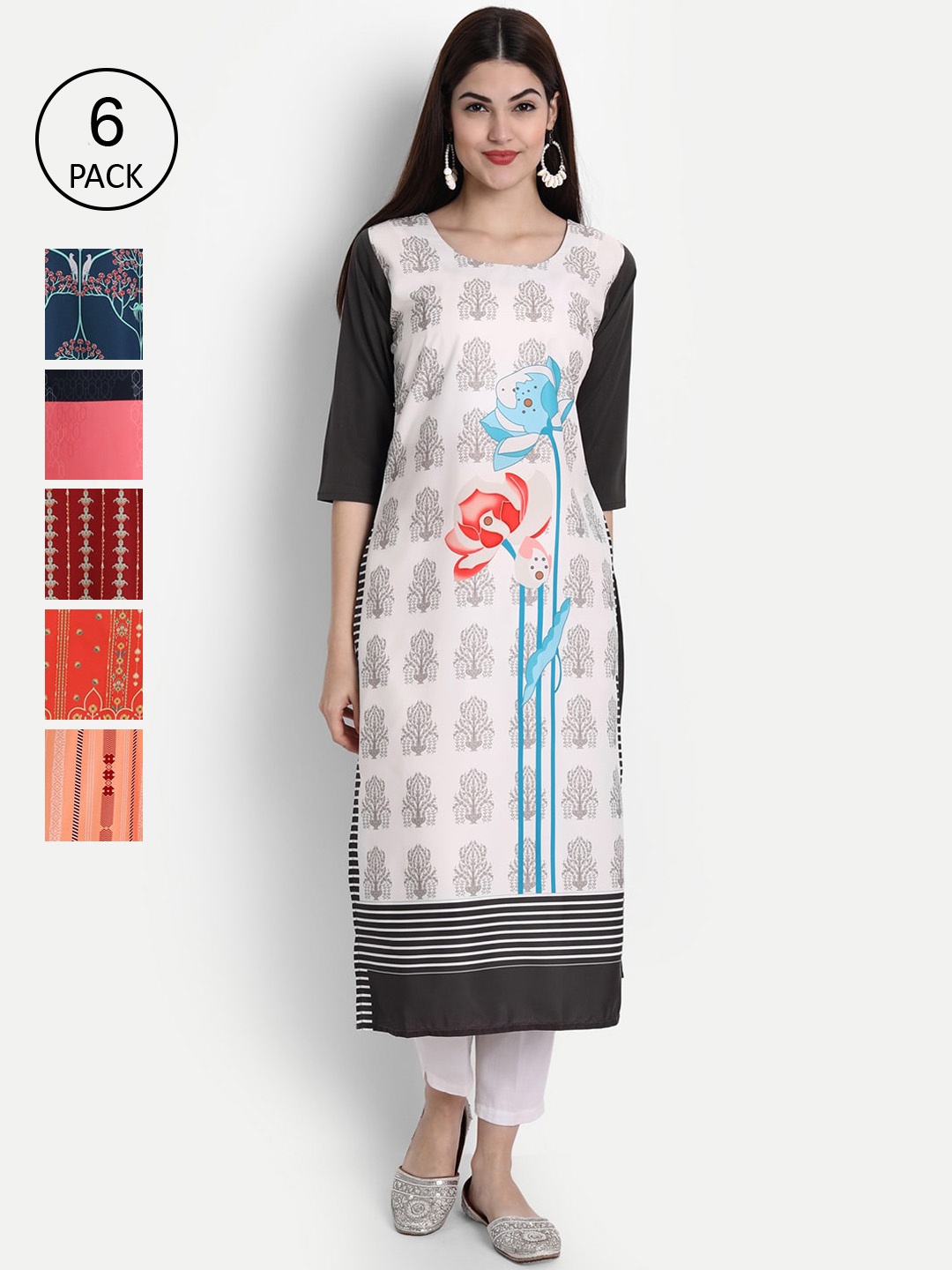 

1 Stop Fashion Women Pack Of 6 Kurtas, Red