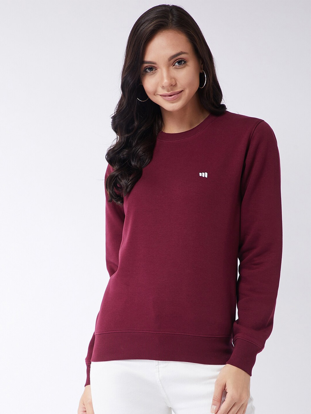 

Modeve Women Maroon Cotton Sweatshirt