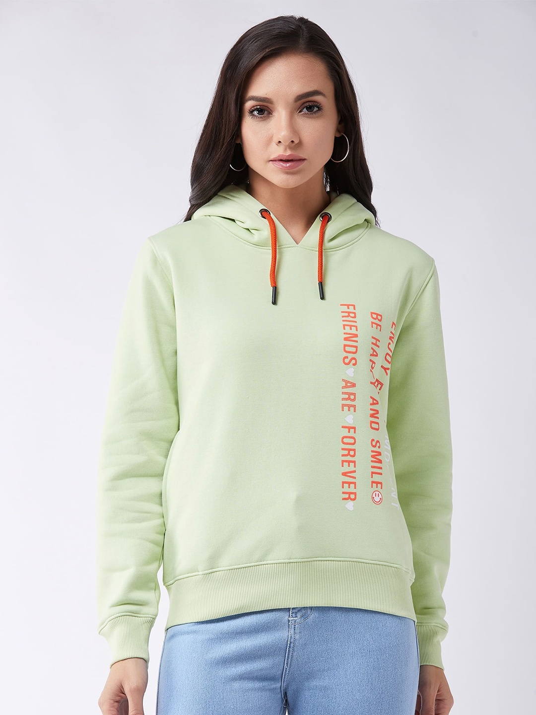 

Modeve Women Lime Green Hooded Sweatshirt