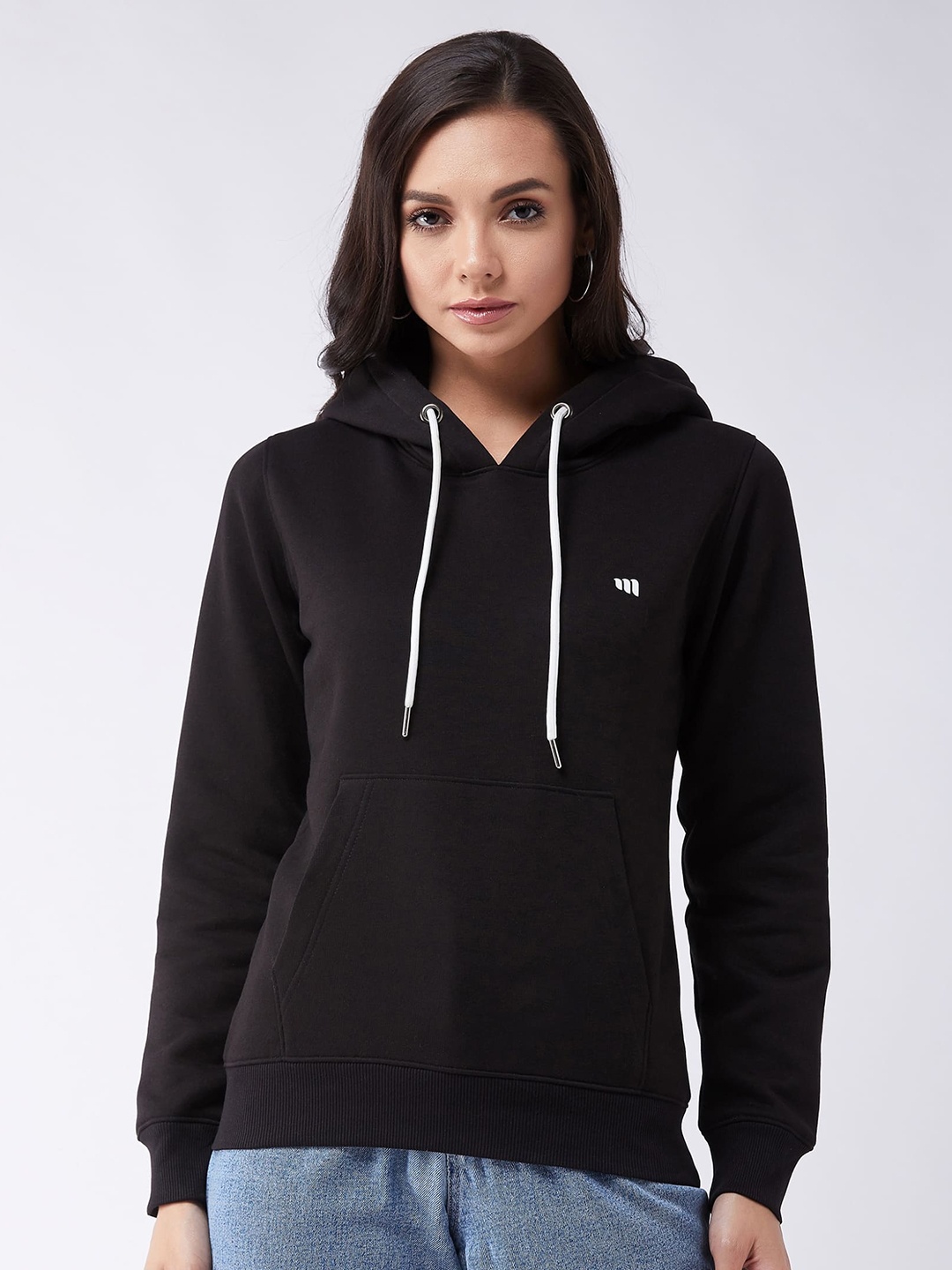 

Modeve Women Black Hooded Cotton Sweatshirt