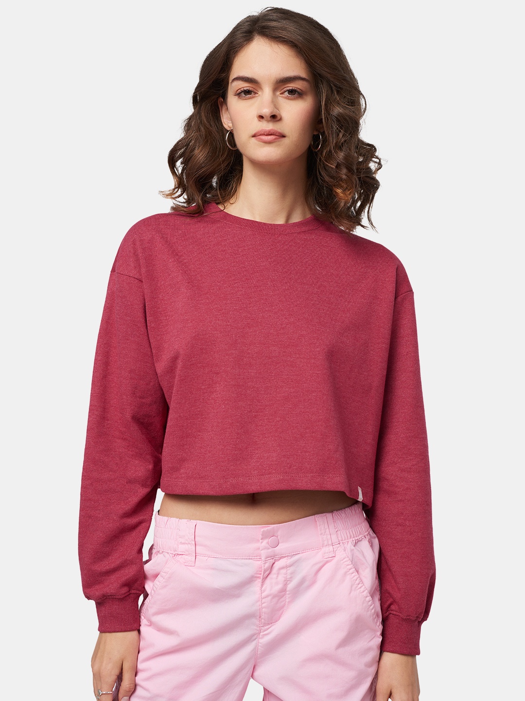 

The Souled Store Women Mauve Solid Sweatshirt