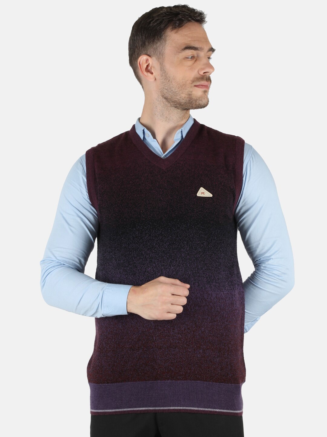 

Monte Carlo Men Purple & Brown Colourblocked Woolen Sweater Vest