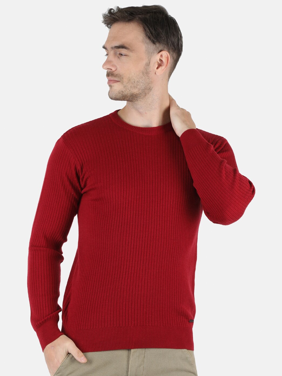 

Monte Carlo Men Maroon Ribbed Pullover