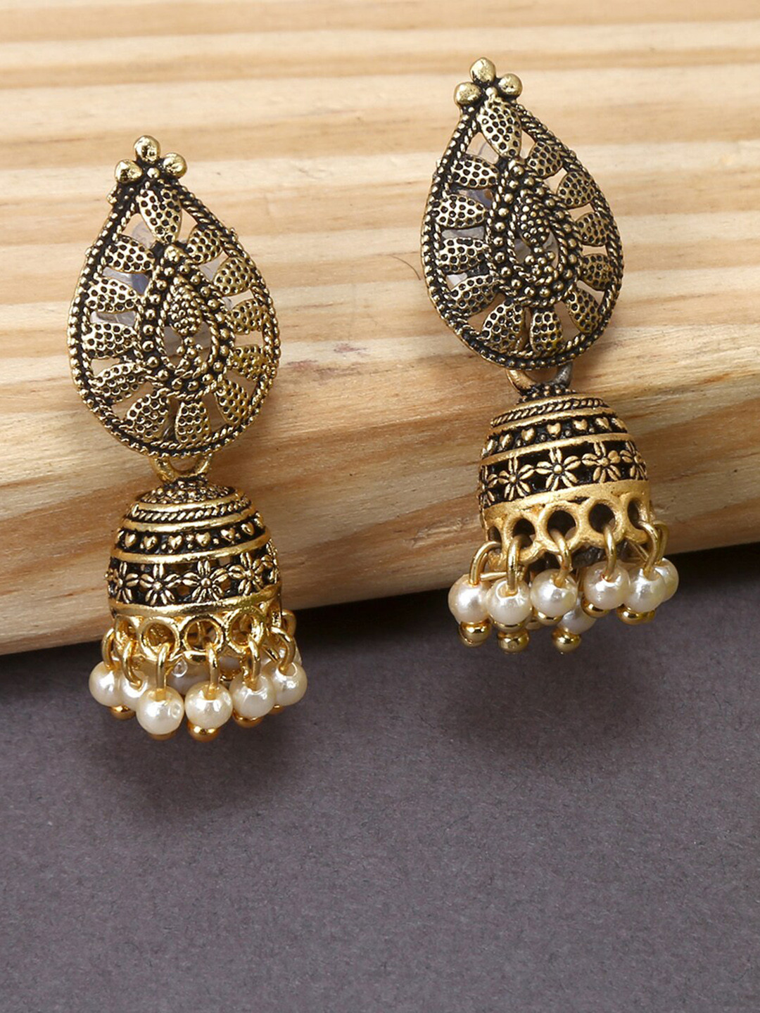 

Jewelz White & Gold- Plated Classic Jhumkas