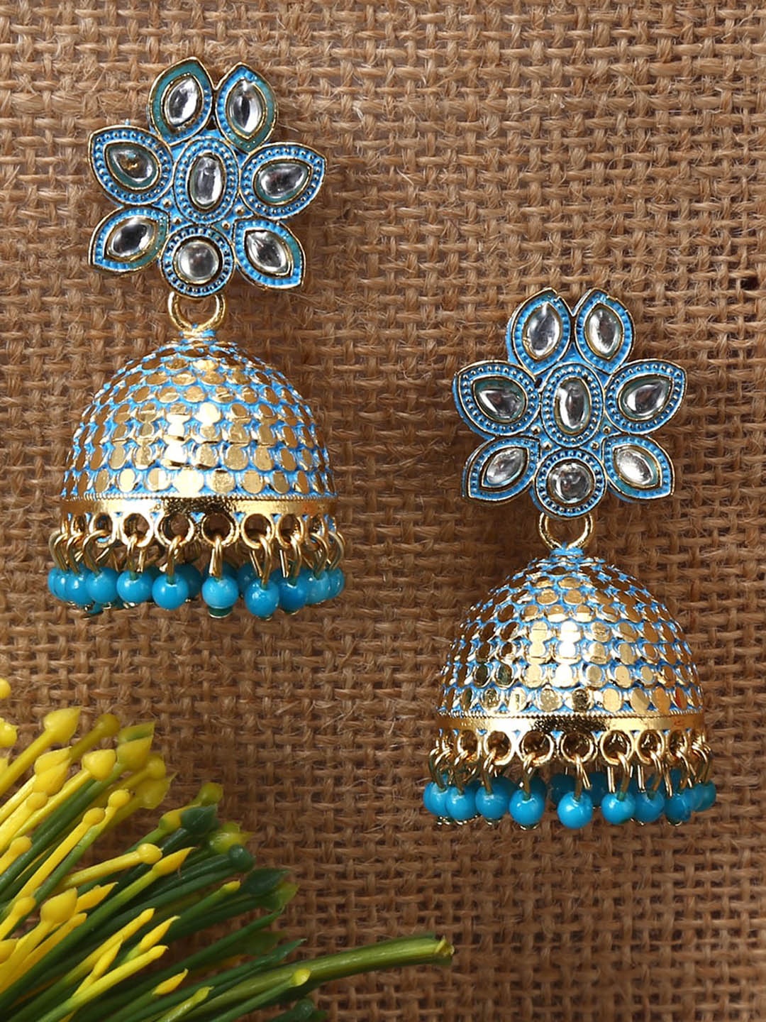 

Jewelz Turquoise Blue Dome Shaped Drop Earrings