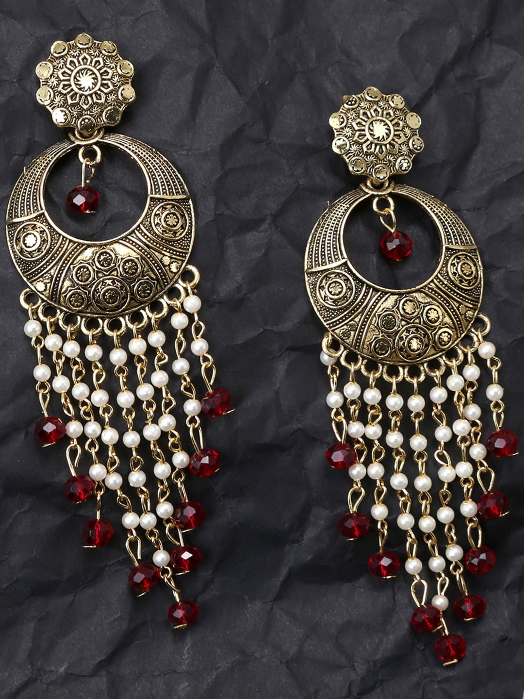 

Jewelz Gold-Plated & Red Floral Drop Earrings
