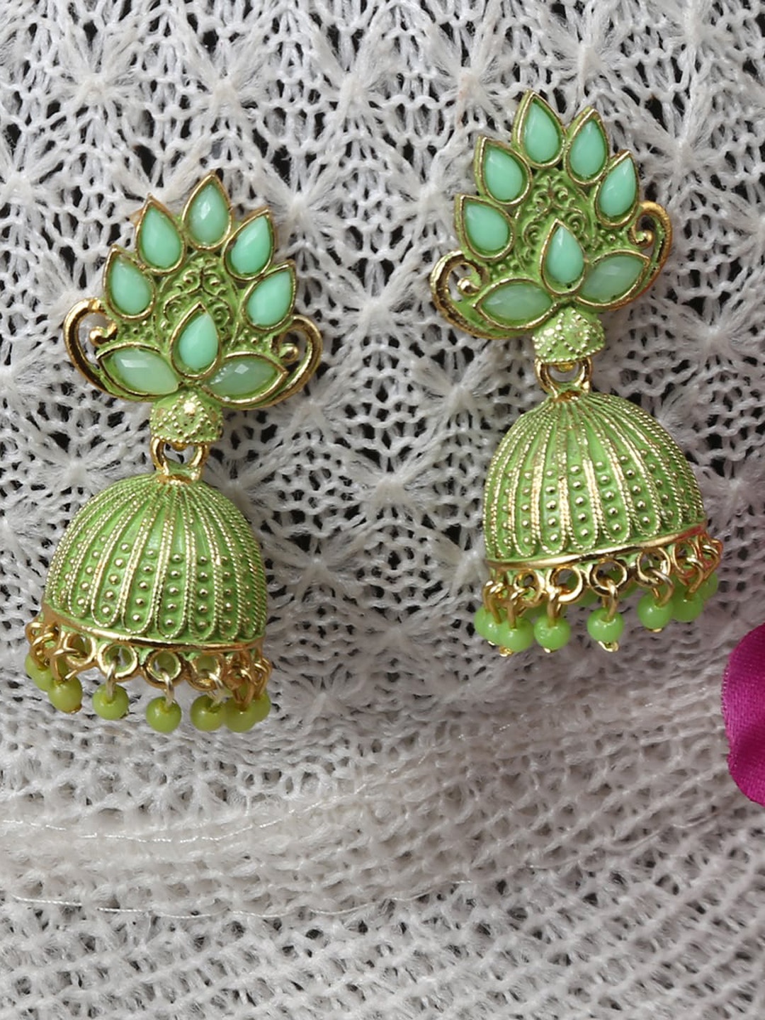 

Jewelz Sea Women Green Dome Shaped Jhumkas, Sea green